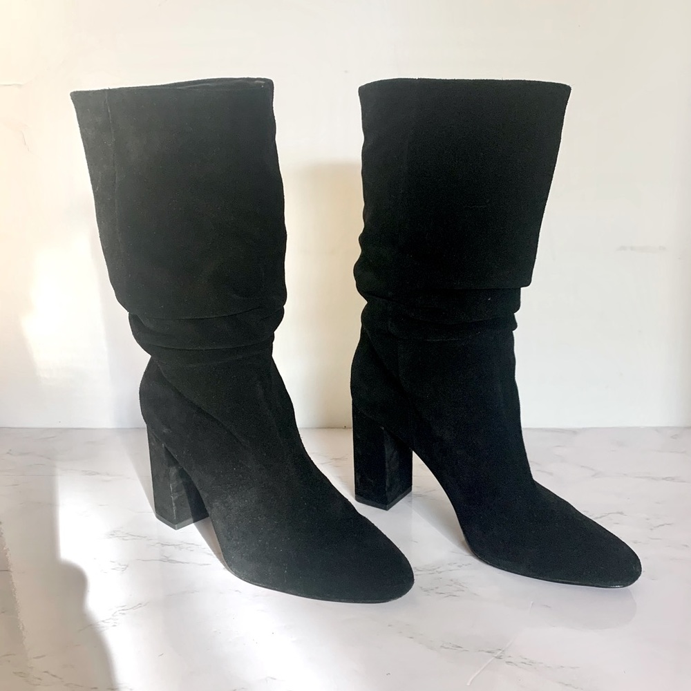 Banana Republic black suede midshaft slouchy boots Size 7